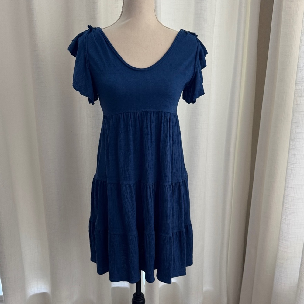 Max Studio Elegant Navy Blue Tiered Dress
